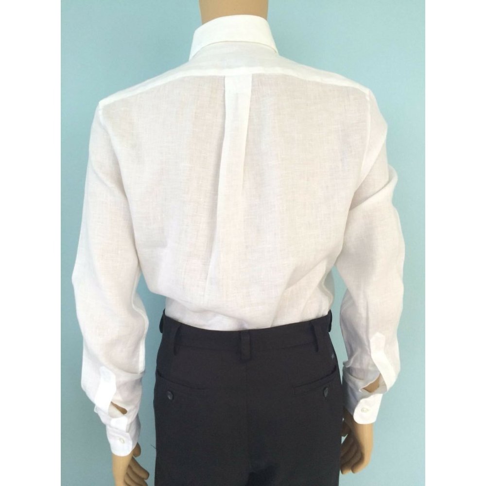 NWT Armani Jeans AJ Shirt Mens 100% Linen Classic Button Down White Size S - Picture 6 of 12
